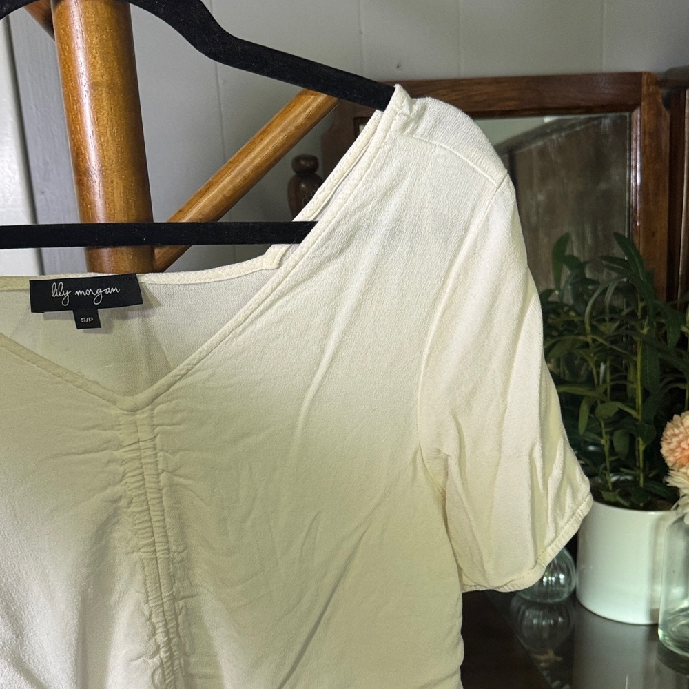 🤍 Lily Morgan Ruched Drawstring Blouse — Size S - Picture 3 of 3